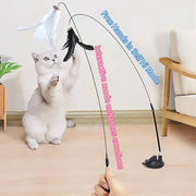 Interactive Cat Toy Feather Wand with Bell,
