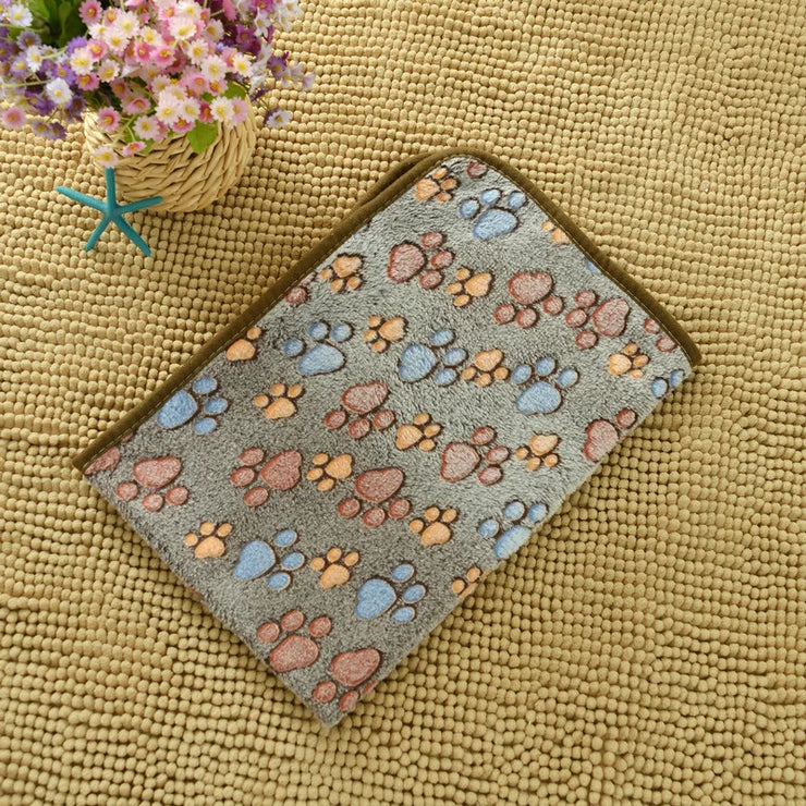 Flannel Pet Blanket,Cute Dog Paw Print Blanket Pet Mat
