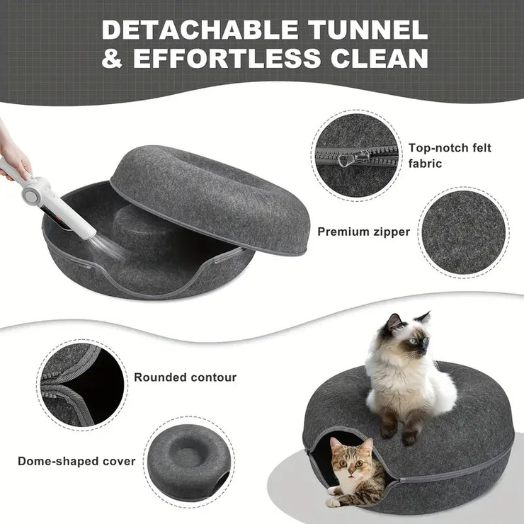 Donut Cat Bed Pet Cat Tunnel Interactive Game