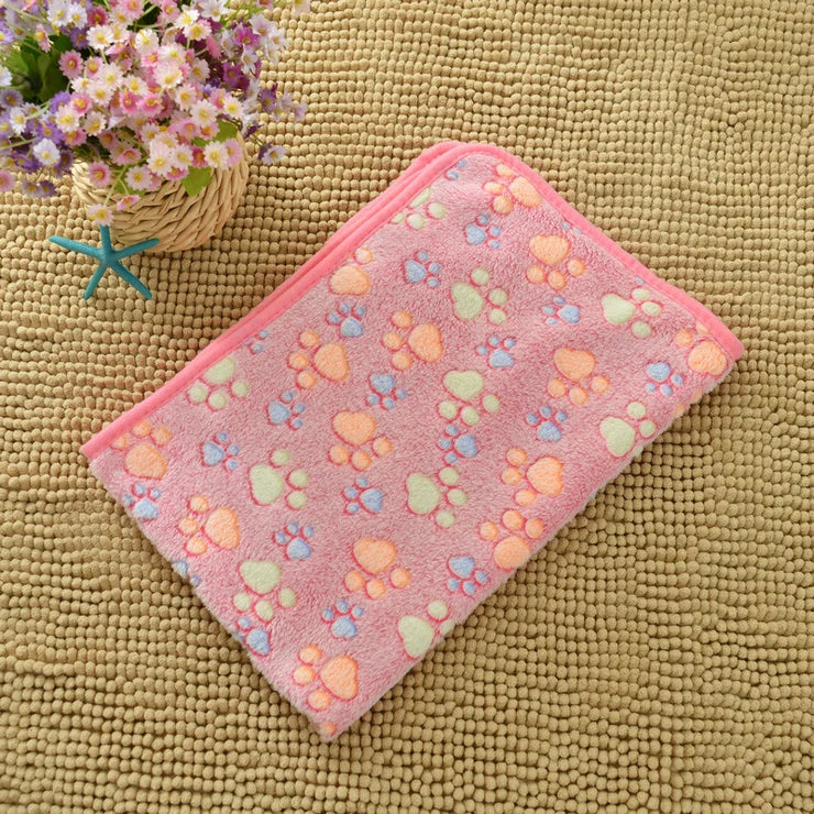 Flannel Pet Blanket,Cute Dog Paw Print Blanket Pet Mat