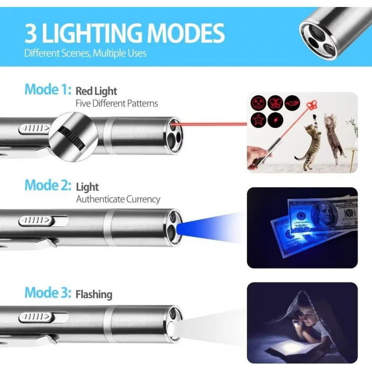 Laser Pointer Cat Toy, Interactive Toy with Red Dot LED Light Pointer, USB Recharge Pointer (1 pcs)