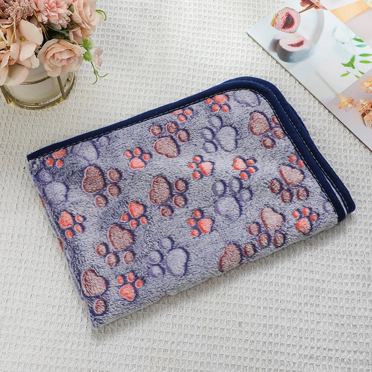Flannel Pet Blanket,Cute Dog Paw Print Blanket Pet Mat