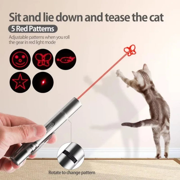 Laser Pointer Cat Toy, Interactive Toy with Red Dot LED Light Pointer, USB Recharge Pointer (1 pcs)