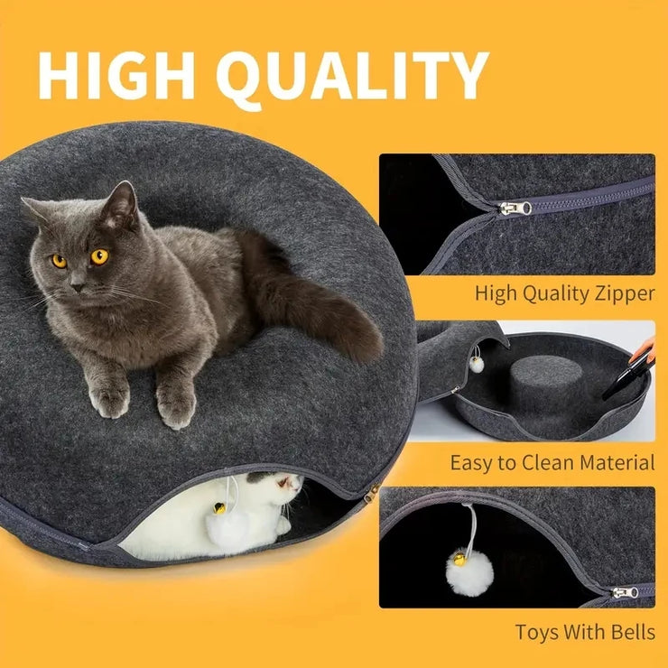 Donut Cat Bed Pet Cat Tunnel Interactive Game