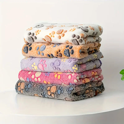 Flannel Pet Blanket,Cute Dog Paw Print Blanket Pet Mat