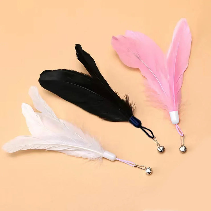 Interactive Cat Toy Feather Wand with Bell,
