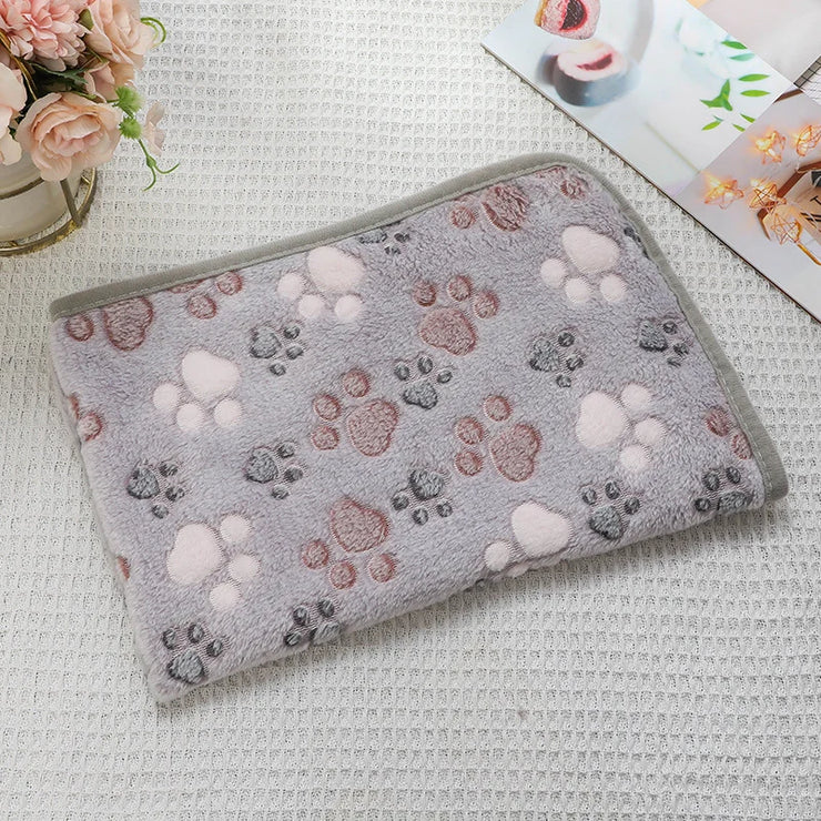 Flannel Pet Blanket,Cute Dog Paw Print Blanket Pet Mat