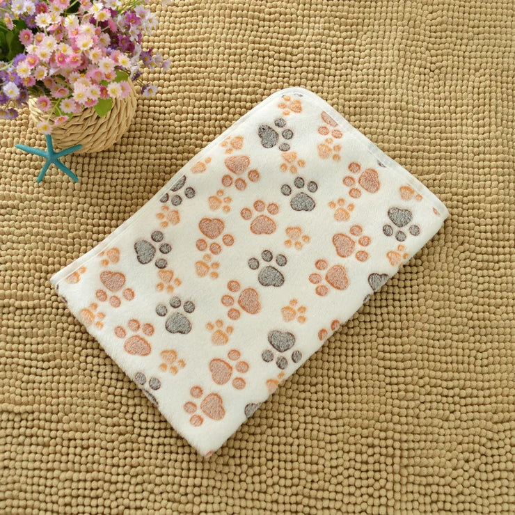 Flannel Pet Blanket,Cute Dog Paw Print Blanket Pet Mat